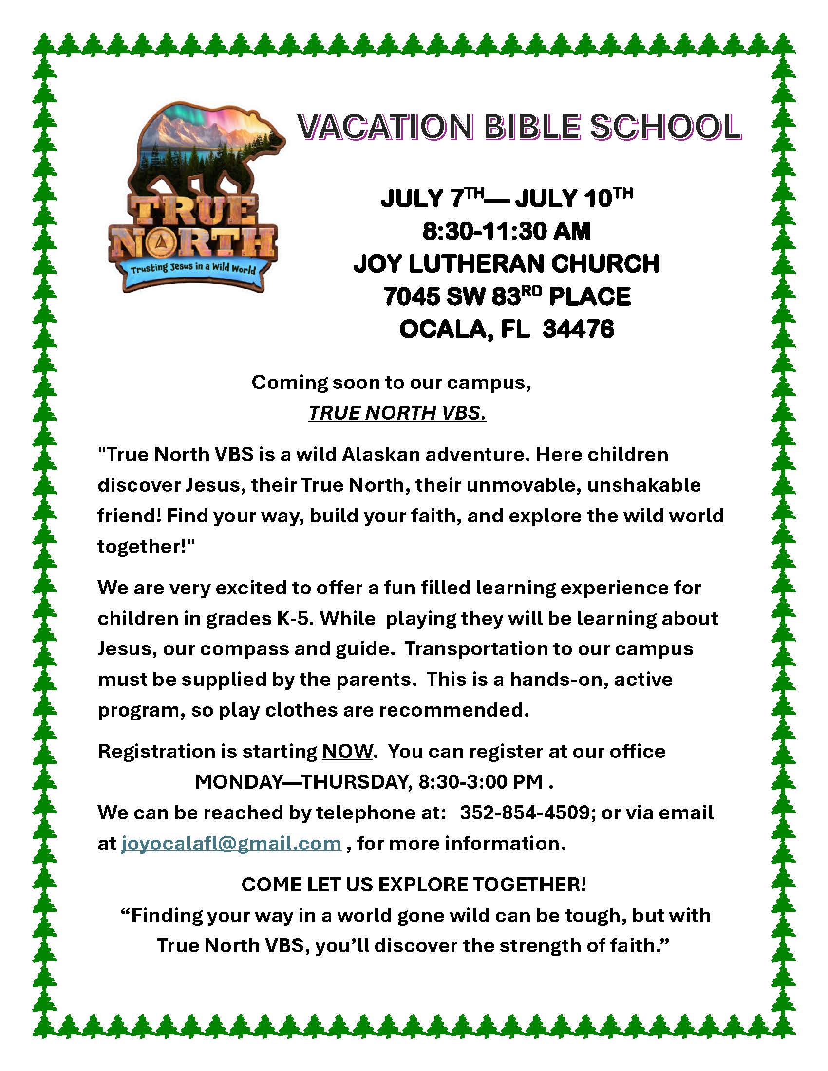 "true North" 4 Day  Vacation Bible School-7/7-7/10 Logo